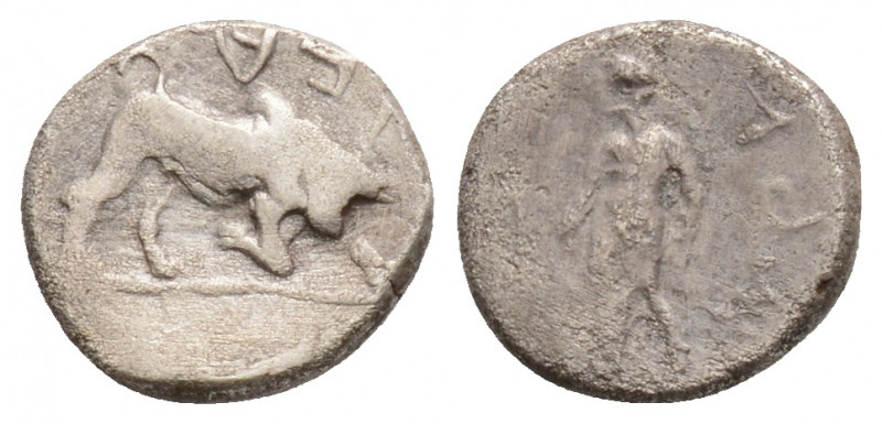 Greek
CILICIA, Uncertain mint (Circa 400-200 BC)
AR Obol (9.1mm, 0.73)
Obv: Bull...