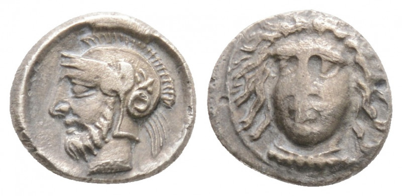 Greek
CILICIA, Tarsos (Circa 380-361/0 BC)
AR Obol (8.9mm, 0.6g)
Obv: Head of a ...