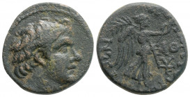 Roman Provincial
CILICIA, Pompeiopolis, temp, Pompey the Great, or later. (66-27 AD)
AE Bronze (20.3mm, 7.1g)
Obv: Bare head of Pompey right; monogram...