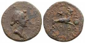 Roman Provincial
CILICIA, Augusta, Livia (Augusta, 14-29 AD)
AE Bronze (18.1mm, 3.5g)
Obv: Draped bust right.
Rev: AYΓOYΣTANΩN. Capricorn right, with ...
