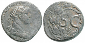 Roman Provincial
SELEUCIS and PIERIA, Antioch, Trajan (98-117 AD
AE As (25.7mm, 13.4g)
Obv: Laureate and draped bust right, seen from behind.
Rev: S •...