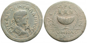 Roman Provincial
CILICIA, Syedra, Gallienus (253-268 AD)
AE Assaria (33.3mm, 18.6g)
Obv: Laureate, draped, and cuirassed bust right, seen from behind;...