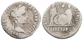 Roman Imperial 
Augustus (27 BC-14 AD) Lugdunum
AR Denarius (18.8mm, 2.8g)
Obv: CAESAR AVGVSTVS DIVI F PATER PATRIAE. Laureate head right.
Rev: AVGVST...