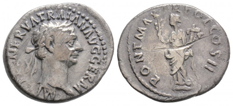 Roman Imperial
Trajan (98-117 AD) Rome
AR Denarius (19.6mm, 3g)
Obv: IMP CAES NE...