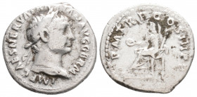 Roman Imperial
Trajan (98-117 AD) Rome
AR Denarius (19.4mm, 3g)
Obv. IMP CAES NERVA TRAIAN AVG GERM. Laureate head of Trajan, right.
Rev. P M TR P COS...