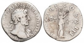 Roman Imperial
Hadrian (117-138 AD) Rome
AR Denarius (18.6mm, 2.8g)
Obv: IMP CAESAR TRAIAN HADRIANVS AVG. Laureate bust right, slight drapery on far s...