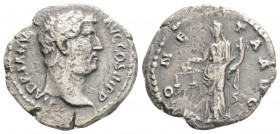 Roman Imperial
HADRIAN (117-138 AD) Rome
AR Denarius (18mm, 2.9g)
Obv: HADRIANVS AVG COS III P P. Bare head right.
Rev: MONETA AVG. Moneta standing le...