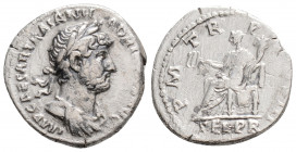 Roman Imperial
Hadrian (117-138 AD) Rome
AR denarius (18mm, 2.8g)
Obv: IMP CAESAR TRAIAN-HADRIANVS AVG, laureate head of Hadrian right.
Rev: P M TR P ...