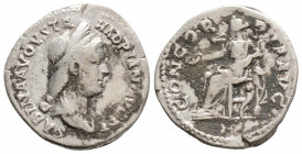 Roman Imperial 
Sabina (138-136/7 AD) Rome
AR Denarius (18.2mm, 2.9g)
Obv: SABINA AVGVSTA HADRIANI AVG P P. Draped bust right.
Rev: CONCORDIA AVG. Con...