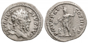 Roman Imperial
Septimius Severus (193-211 AD) Rome
AR Denarius (19.5mm, 3.1g)
Obv: SEVERVS PIVS AVG, laureate head right
Rev:P M TR P XVII COS III P P...