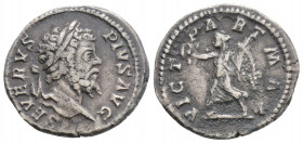 Roman Imperial
Septimius Severus (202-210 AD) Rome
AR Denarius (19.1mm, 3g)
Obv: SEVERVS PIVS AVG, laureate head to right.
Rev: VICT PART MAX, Victory...