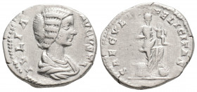 Roman Imperial
Julia Domna Augusta (193-217 AD) Rome
AR Denarius (18.3mm, 3.2g)
Obv: IVLIA AVGVSTA. Draped bust of Julia Domna, right.
Rev. SAECVLI FE...