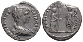 Roman Imperial
Geta, as Caesar (198-209 AD) Rome
AR Denarius (18mm, 2g)
Obv: L SEPTIMIVS GETA CAES Bare-headed and draped bust of Geta to right. 
Rev:...