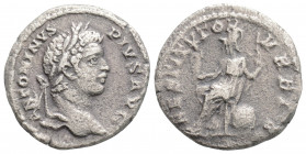 Roman Imperial
Caracalla (198-217 AD) Rome
AR Denarius (18.6mm, 3.3g)
Obv: ANTONINVS PIVS AVG, laureate head right.
Rev: RESTITVTOR VRBIS, Roma seated...