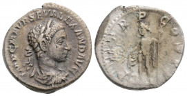 Roman Imperial 
Severus Alexander (222-235 AD) Rome
AR Denarius (18.8mm, 2.9g)
Obv: IMP C M AVR SEV ALEXAND AVG. Laureate and draped bust right.
Rev: ...