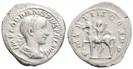 Roman Imperial
Gordian III (238-244 AD) Rome
AR Denarius (21.5mm, 2.8g)
Obv: IMP GORDIANVS PIVS FEL AVG. Laureate, draped and cuirassed bust right.
Re...