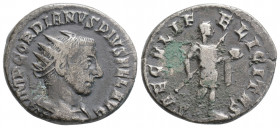 Roman Imperial
Gordian III (238-244 AD) Antioch 
AR antoninianus (22mm, 5.2g)
Obv: IMP GORDIANVS PIVS FEL AVG, radiate, draped, and cuirassed bust of ...