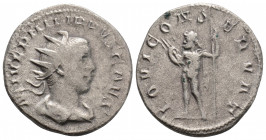 Roman Imperial
Philip II, Caesar (244-247 AD) Rome
AR Antoninianus (22.2mm, 4.9g)
Obv: M IVL PHILIPPVS CAES Radiate and draped bust right. 
Rev: IOVI ...