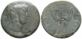 Roman Imperial
Tiberius (14-37 AD) Commagene
AE Bronze (28.7mm, 10.4g)
Obv: TI CAESAR DIVI AVGVSTI F AVGVSTVS. Laureate head right.
Rev: PONT MAXIM CO...