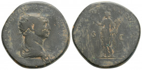 Roman Imperial
Trajan (114-117 AD) Rome
AE Dupondius (27.1mm, 14.1g)
Obv: IMP CAES NER TRAIANO OPTIMO AVG GER DAC P M TR P COS VI P P, radiate and dra...