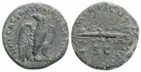 Roman Imperial
Hadrian (121-122 AD) Rome
AE Semis (18mm, 2.4g)
Obv: IMP CAESAR TRAIAN HADRIANVS AVG, eagle standing facing, head to right, with wings ...