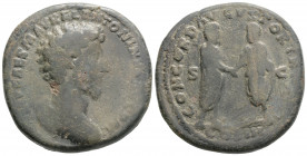 Roman Imperial 
Marcus Aurelius (161-180 AD) Rome
AE Sestertius (34.1mm, 23.8g)
Obv: IMP CAES M AVREL ANTONINVS AVG P M, bare-headed and cuirassed bus...