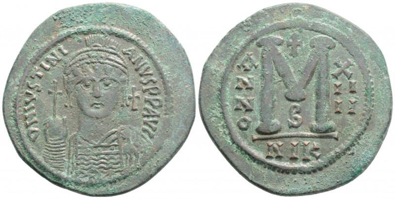 Byzantine
Justinian I. (527-565 AD) Nikomedia
AE Follis (42.2mm, 24.2g)
Obv: DN ...