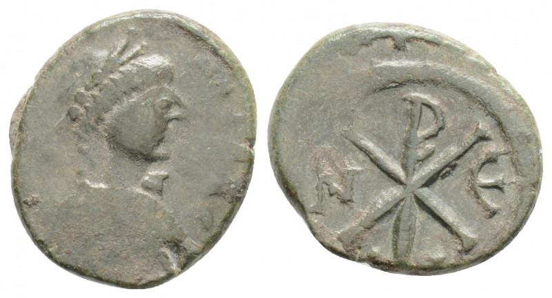 Byzantine
Justinian I (527-565 AD) Nicomedia
AE Nummi (14.4mm, 2g)
Obv: Diademed...