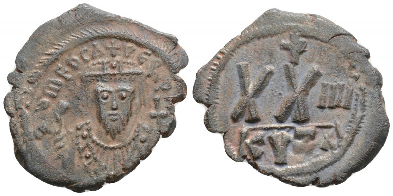 Byzantine
Phocas (602-610 AD) Kyzikos
AE Half Follis (26.1mm, 5g)
Obv: Crowned f...