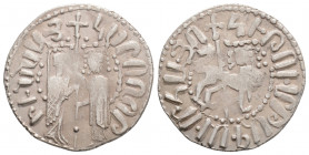 Medieval 
Armenia, Hetoum I and Zabel (1226-1270 AD)
AR Tram. (20.8mm, 3g)
Obv: Hetoum and Zabel standing facing one another, heads facing, holding be...