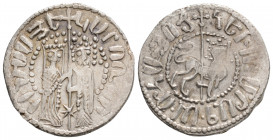 Medieval
Armenia, Cilician Armenia, Hetoum I (1226-1270 AD)
AR Tram. (21.2mm, 3g)
Obv: Hetoum and Queen Zabel standing facing, holding long cross betw...