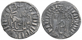 Medieval 
Armenia, Hetoum I and Zabel (1226-1270 AD)
AR Tram. (20.8mm, 2.8g)
Obv: Hetoum and Zabel standing facing one another, heads facing, holding ...