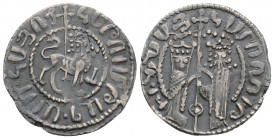 Medieval 
Armenia, Cilician Armenia, Royal, Hetoum I (1226-1270 AD) 
AR Tram (21.2mm, 2.9g)
Obv: Sis. Zabel and Hetoum standing facing, holding betwee...