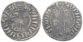 Medieval 
Armenia, Hetoum I and Zabel (1226-1270 AD)
AR Tram. (20.8mm, 3g)
Obv: Hetoum and Zabel standing facing one another, heads facing, holding be...