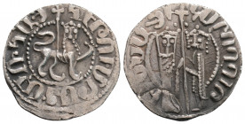 Medieval
Armenia, Hetoum I and Zabel (1226-1270 AD)
AR Tram. (20.6mm, 2.8g)
Obv: Hetoum and Zabel standing facing one another, heads facing, holding b...