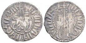 Medieval 
Armenia, Hetoum I and Zabel (1226-1270 AD)
AR Tram. (21.1mm, 2.9g)
Obv: Hetoum and Zabel standing facing one another, heads facing, holding ...