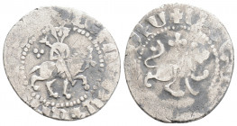 Medieval
Armenia, Cilician Armenia, Royal, Levon III (1301-1307 AD) 
AR Tram (20.8mm, 2.3g)
Obv: Levon III on horseback riding right, head facing, hol...