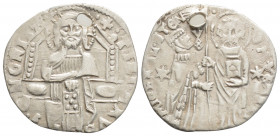 Medieval
Michele Steno Italy, Venice (1400-1413 AD)
AR Grosso (20.8mm, 1.8g)
Obv: MIChAEL.STEN S.M. VENETI, doge standing left and St. Mark, nimbate, ...