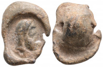 PB Roman seal (2th-3th centuries AD).
Obv: bust of an Heracles (?)
Rev: Blank.
(10,4g 24,9mm