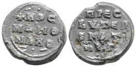 Byzantine Lead Seal (8 th 10 th centuries)
Obv: 3 (three) lines of text
Rev: 4 (four) lines of text
(4.8 g, 18.1 mm diameter)