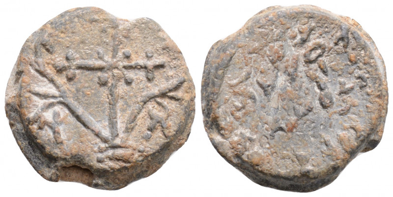 Byzantine Lead seal. ( 9th-10th centuries)
Obv: Cross crosslet set upon base; fl...