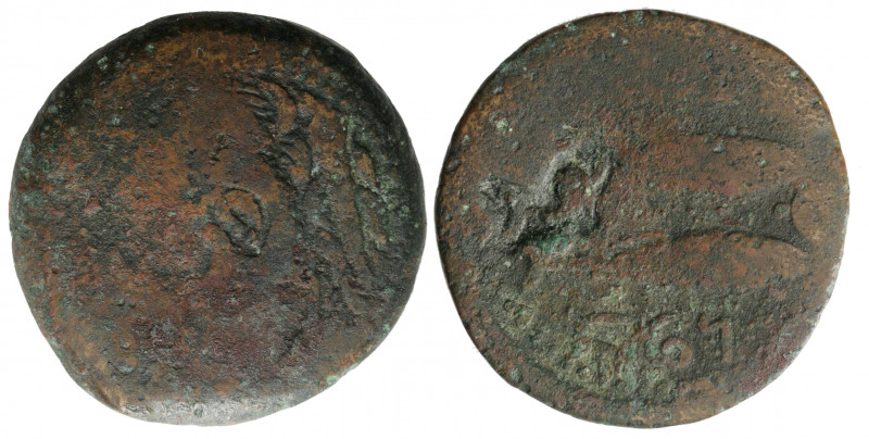 Spain, Gadir (Gades), 2nd century BC. Æ Unit (27mm, 9.52g, 9h). Head of Herakles...