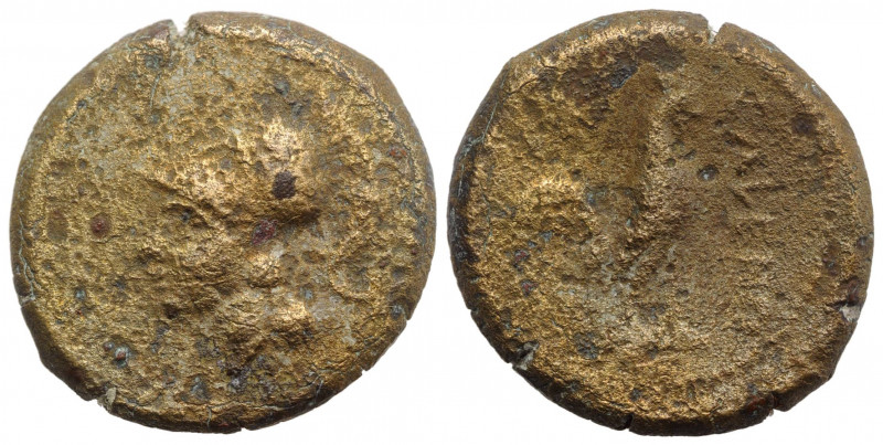 Northern Campania, Cales, c. 265-240 BC. Æ (20mm, 6.93g, 12h). Helmeted head of ...