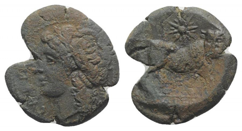 Northern Campania, Cales, c. 317-280 BC. Æ (20mm, 6.19 g, 6h). Laureate head of ...