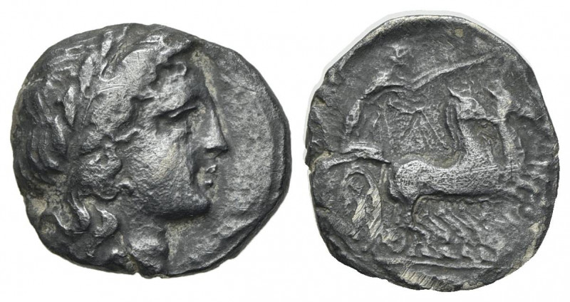 Southern Campania, Neapolis, c. 300-275 BC. AR Triobol (12mm, 1.21g, 9h). Laurea...