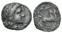Southern Campania, Neapolis, c. 300-275 BC. AR Triobol (12mm, 1.21g, 9h). Laureate head of Apollo r. R/ Victory driving biga r. Sambon 554; HNItaly 58...