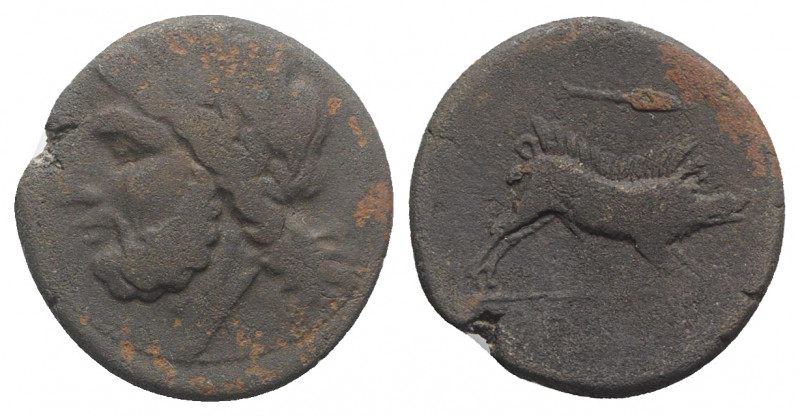 Northern Apulia, Arpi, 3rd century BC. Æ (21.5mm, 7.00g, 6h). Laureate head of Z...