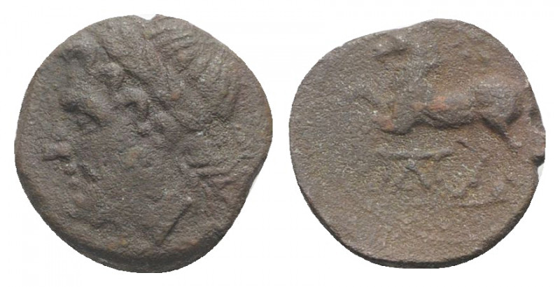 Northern Apulia, Arpi, c. 325-275 BC. Æ (14.5mm, 3.30g, 9h). Laureate head of Ze...