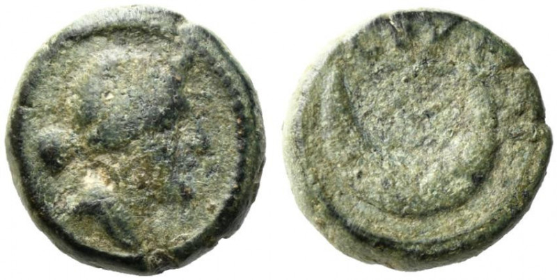 Northern Apulia, Luceria, c. 211-200 BC. Æ Semuncia (12.5mm, 2.56g). Head of Dia...