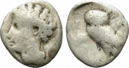 Northern Lucania, Velia, c. 440-400 BC. AR Drachm (17mm, 3.66g, 12h). Head of nymph l. R/ Owl standing l. on branch. HNItaly 1272. Fine